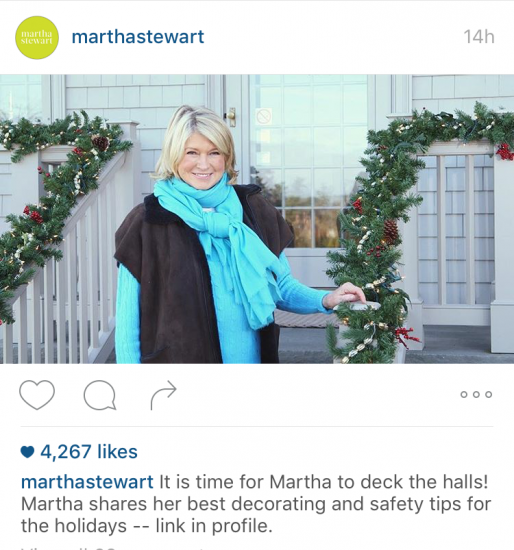 Martha Stewart Christmas Prep Instagram