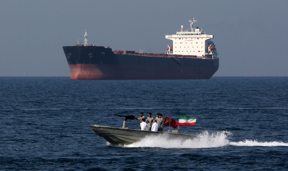 Iranian Navy boat on patrol in Persian Gulf, April 2019