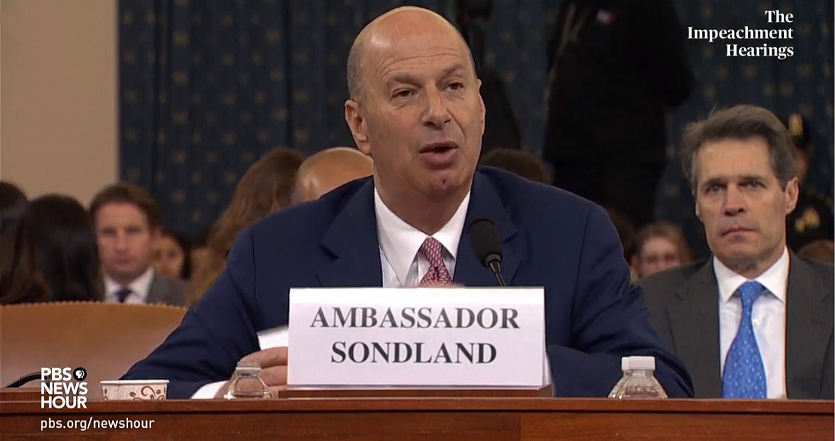 Ambassador Gordon Sondland Testifies Before Intel Committee Impeachment Hearings