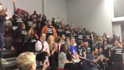 School Choice Protestors Interrupt Warren Campaign Event