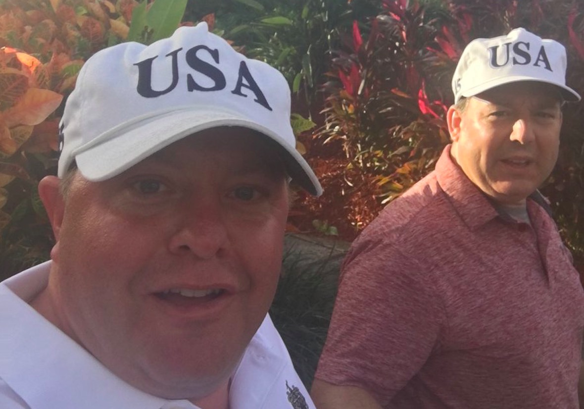 Ed Henry and Rob Hyde in Trump Hats
