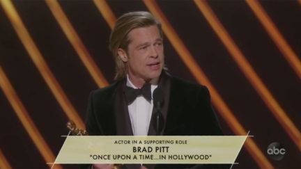 Brad Pitt Invokes John Bolton at Oscars