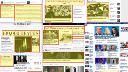 How News Orgs Home Page Covered the 100,000 Deaths Milestone