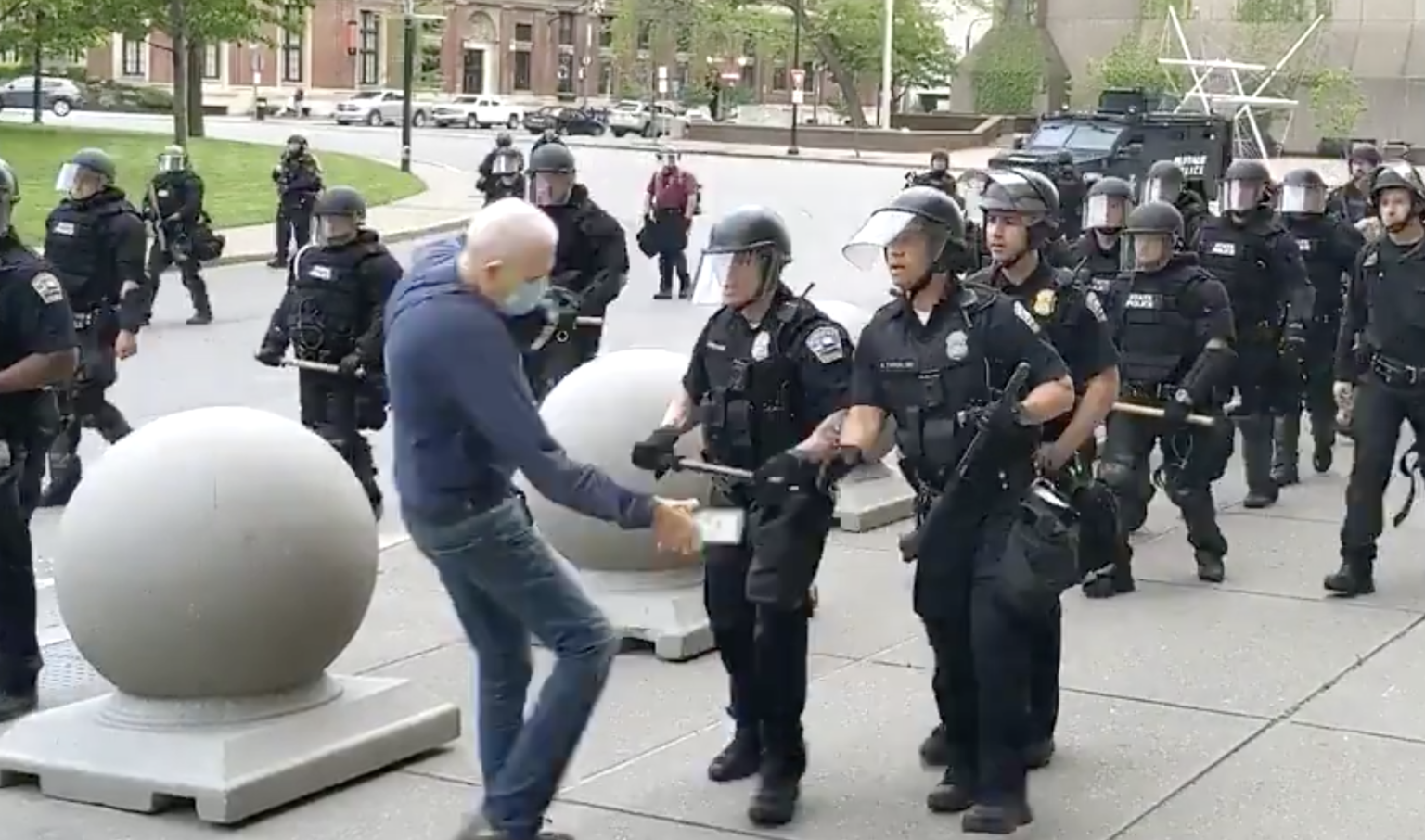 Buffalo Cops Violently Knock Down Elderly Man in Viral Video