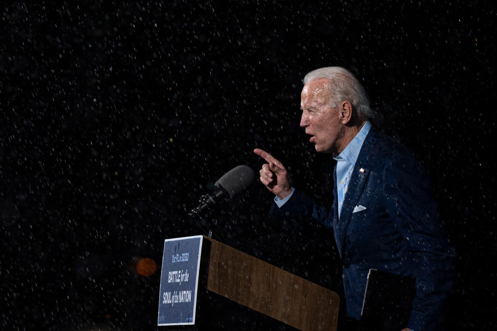 joe biden in the rain