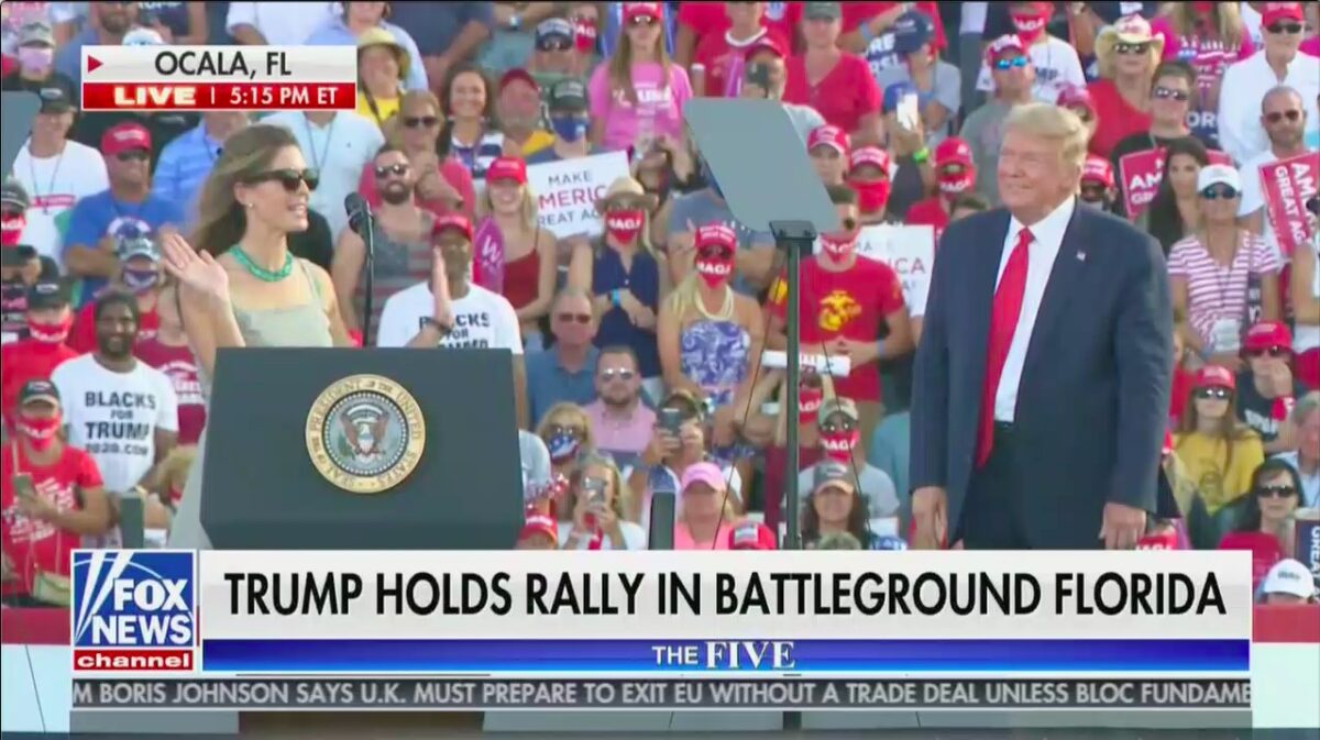 Trump Goads Hope Hicks Into Addressing Florida Campaign Rally