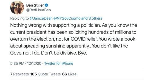 Ben Stiller Tweet
