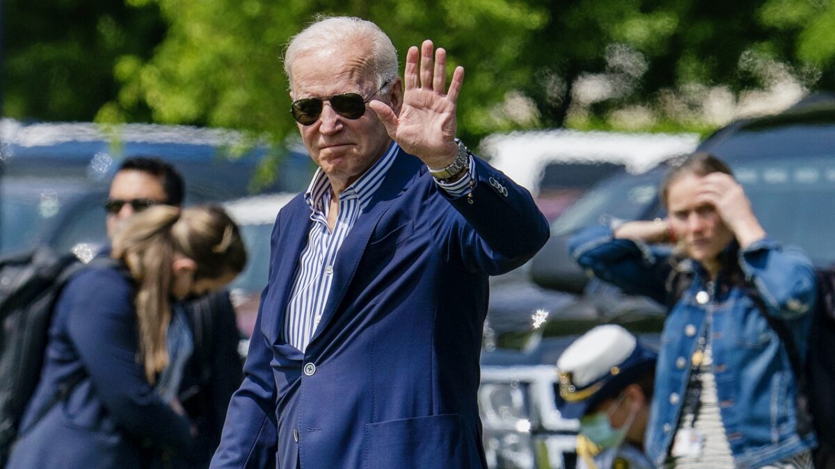WASHINGTON, DC - MAY 22: U.S. President Joe Biden walks on the Ellipse to board Marine One on May 22, 2021 in Washington, DC. President Joe Biden, first lady Jill Biden, son Hunter Biden, and grandkids took off from the Ellipse heading to Camp David for the weekend. (Photo by Tasos Katopodis/Getty Images)