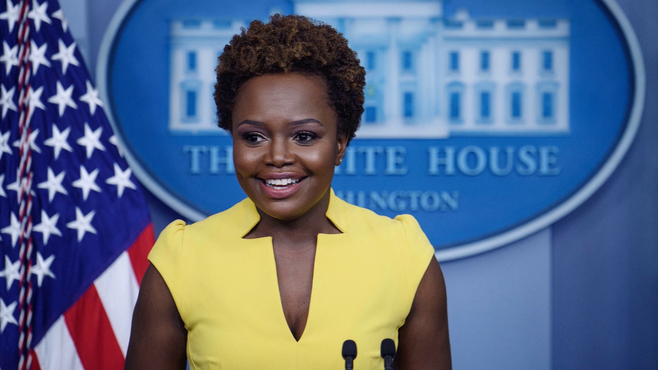 White House Deputy Press Secretary Karine Jean-Pierre arrives for a press briefing in the Brady Briefing Room of the White House in Washington, DC. on May 26, 2021. (Photo by Nicholas Kamm / AFP) (Photo by NICHOLAS KAMM/AFP via Getty Images)