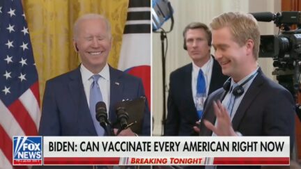 Joe Biden and Peter Doocy