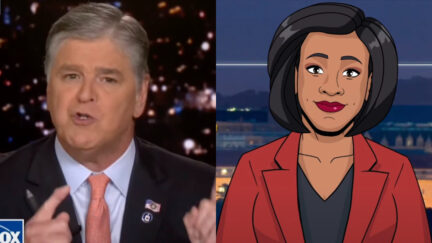 Sean Hannity and Stephen Colbert's Cartoon Anchor