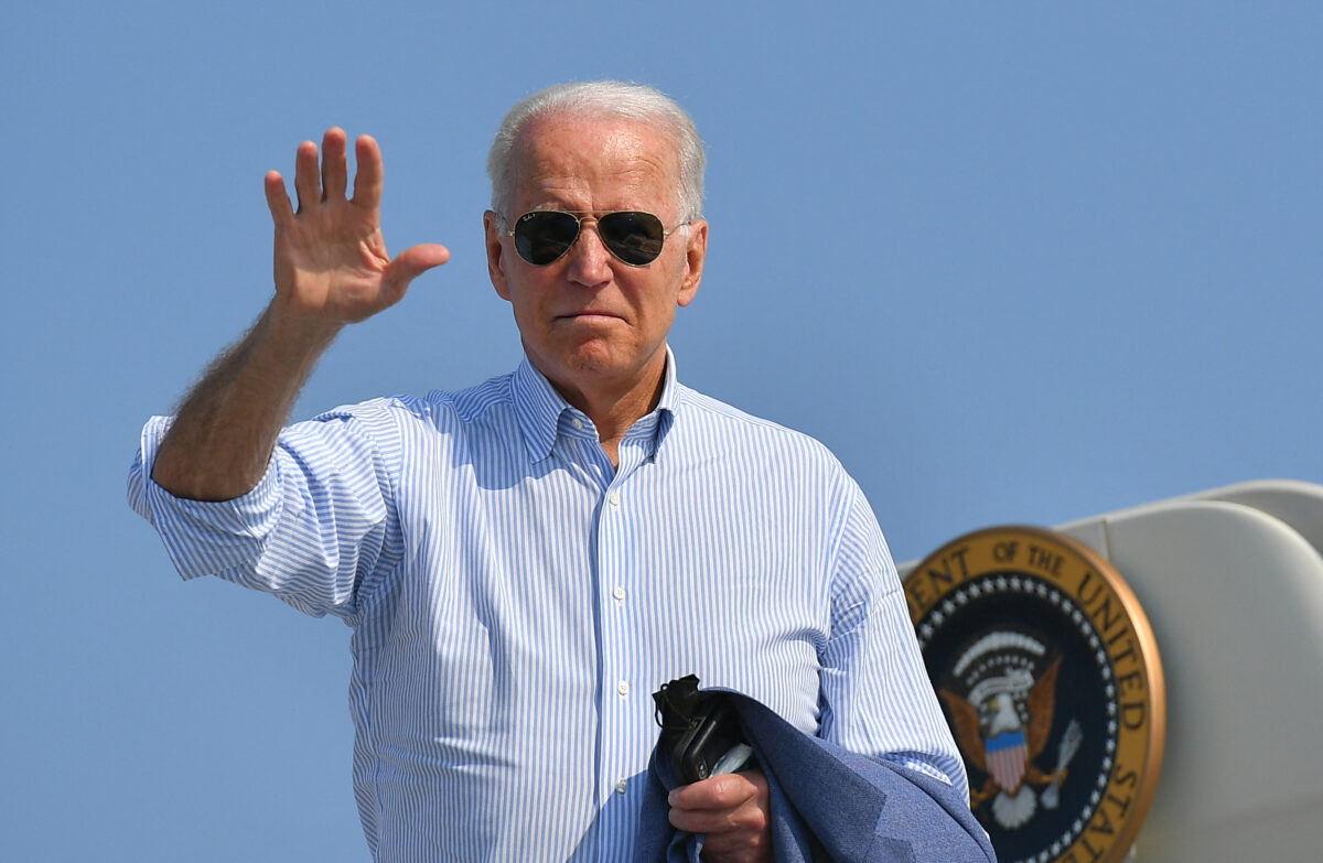 US President Joe Biden makes his way to board Air Force One