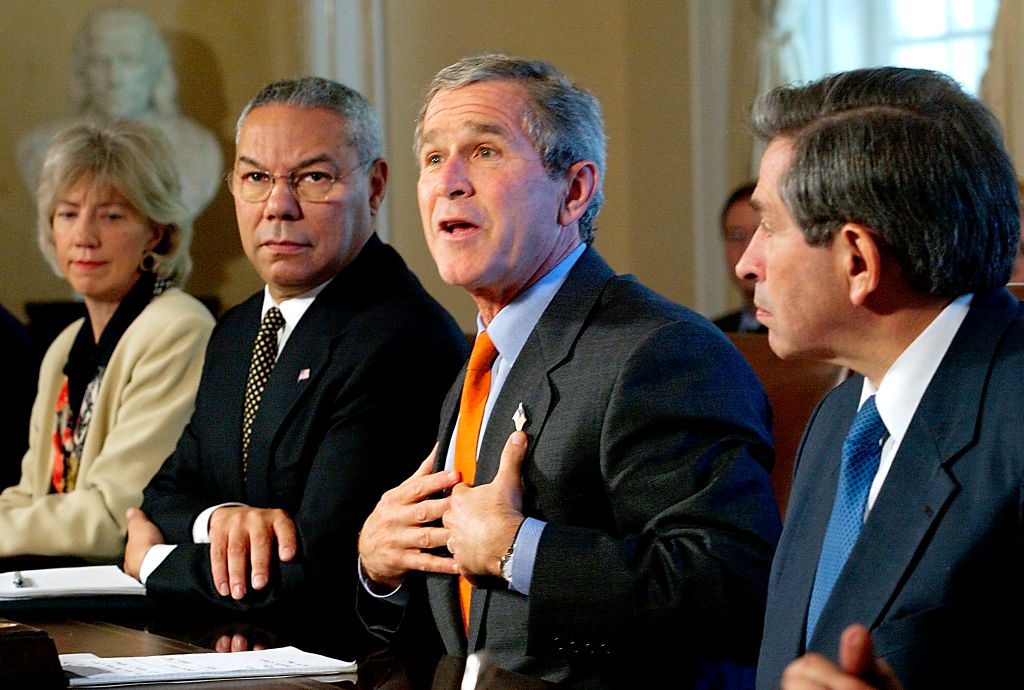 paul wolfowitz and other members of GW Bush Cabinet in 2002