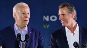 Joe Biden Gavin Newsom recall rally splitscreen