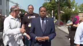Masked Protester Throws Egg at Larry Elder