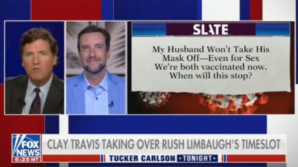 Tucker Carlson talks about a Slate column now revealed to be fake