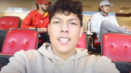 Jackson Mahomes dumps water on Baltimore Ravens fan