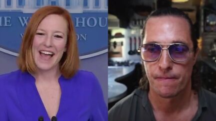 Jen Psaki Matthew McConaughey split image
