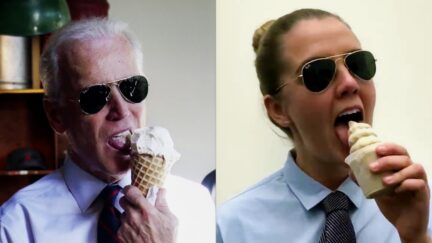 Joe Biden Rebecca Rinkevich ice cream cone split image