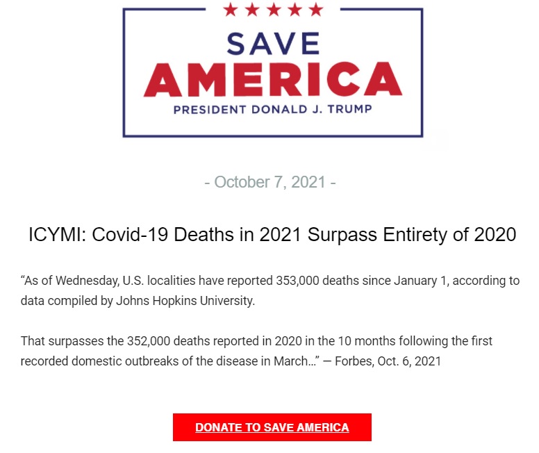 Trump statement on Covid death toll