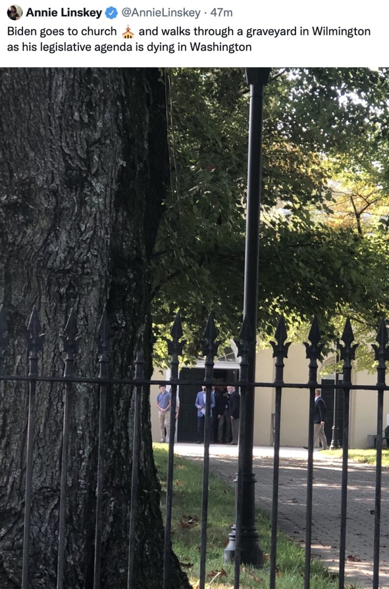 Annie Linskey Tweet About Biden at Cemetery