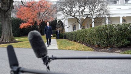 Biden walking to mics outside White House