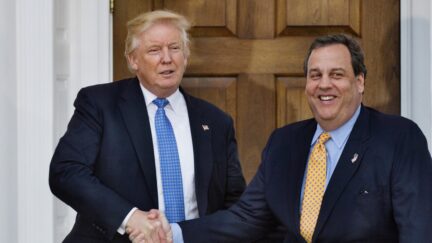 President-elect Donald Trump meets with New Jersey Governor Chris Christie at the clubhouse of Trump National Golf Club November 20, 2016 in Bedminster, New Jersey. / AFP / Don EMMERT (Photo credit should read DON EMMERT/AFP via Getty Images)