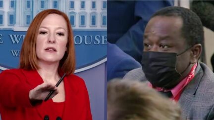 Jen Psaki Simon Ateba split image