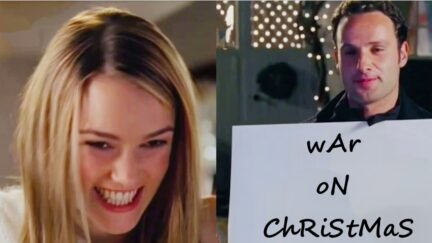 Love Actually parody Kiera Knightly Andrew Lincoln split image