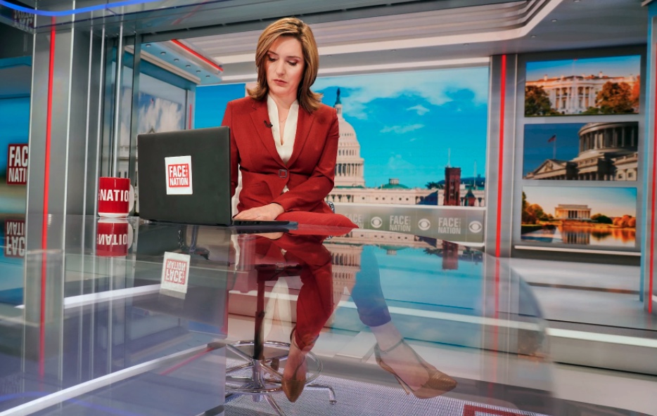 Margaret Brennan on set