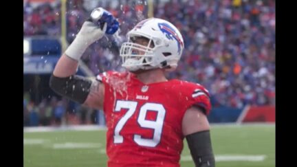 Spencer Brown steals beer from a Bills fan