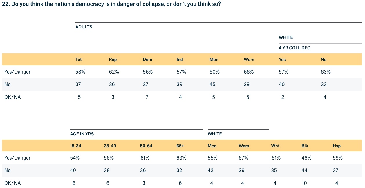 poll of democracy in danger