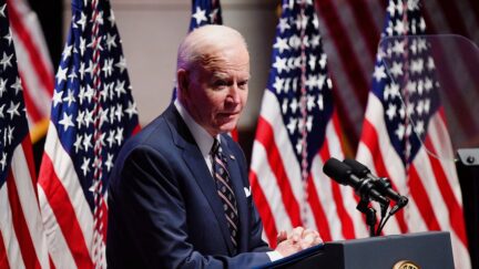 US President Joe Biden speaks at the 70th National Prayer Breakfast at the US Capitol in Washington, DC, on February 3, 2022. (Photo by SAUL LOEB / AFP) (Photo by SAUL LOEB/AFP via Getty Images)