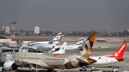 Airplanes are seen on the tarmac at Israel's Ben Gurion Airport in Lod, east of Tel Aviv