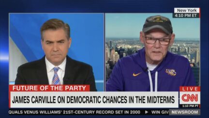 Jim Acosta talking with James Carville about oil prices