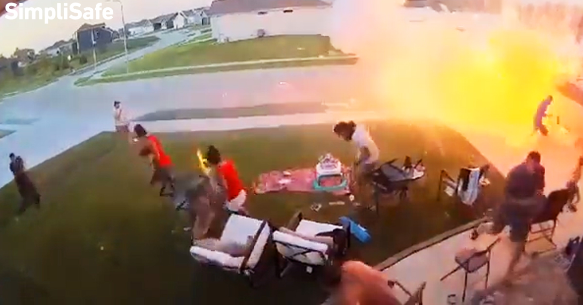 Security Cam Captures Spectacular Family Fireworks Mishap
