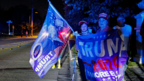 trump supporters protest outside of Mar-A-Lago after the FBI executed a search warrant on Trump's home