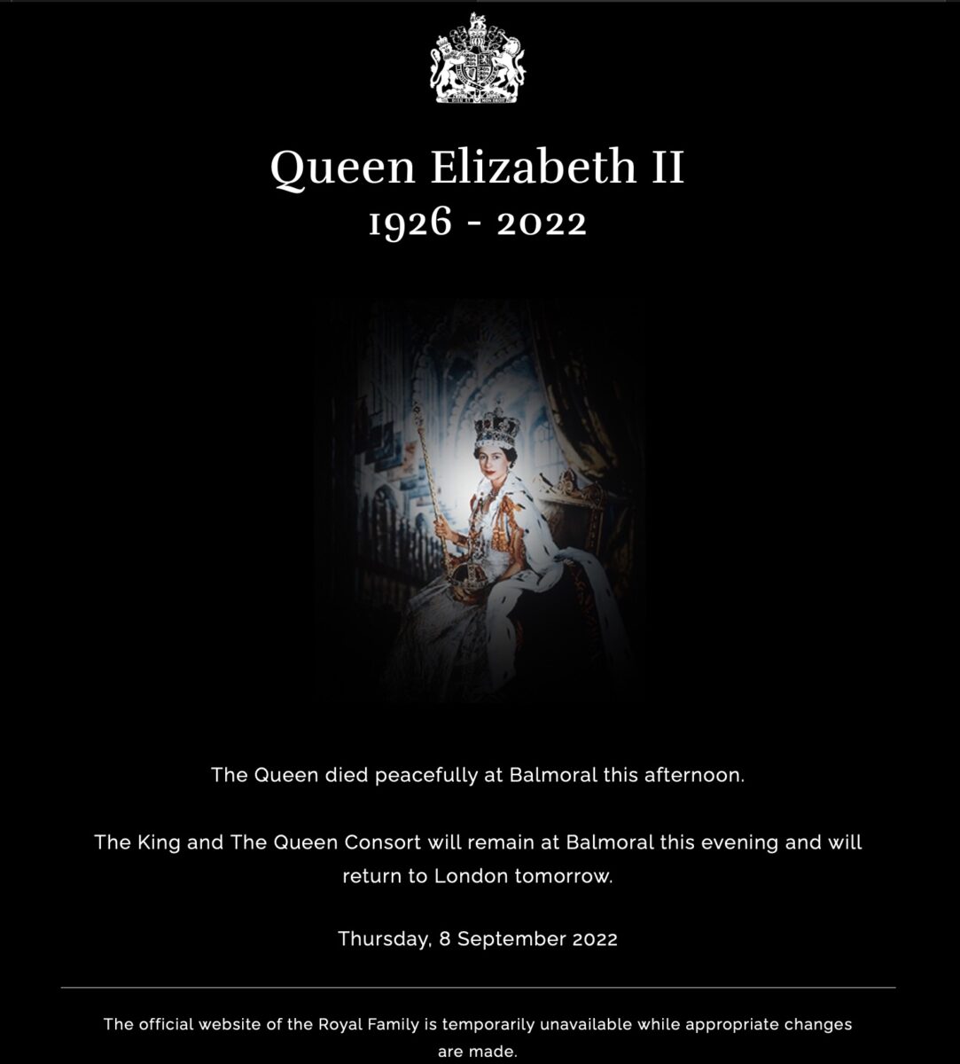 royal website memorializing QEII