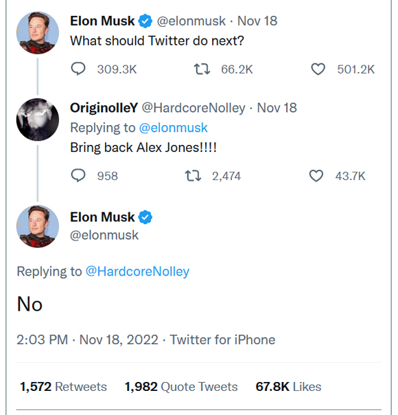 Musk Says No to Alex Jones