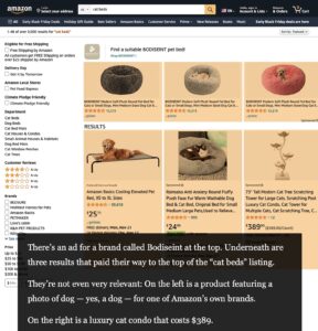amazon ads for search results for cat bed