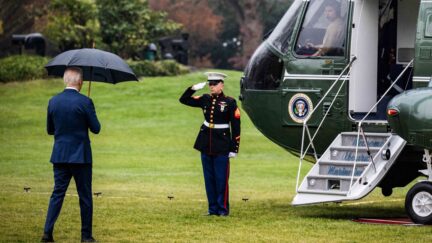 US President Joe Biden walks to Marine One prior to departing from the South Lawn of the White House in Washington, DC, December 6, 2022, as he travels to Arizona.