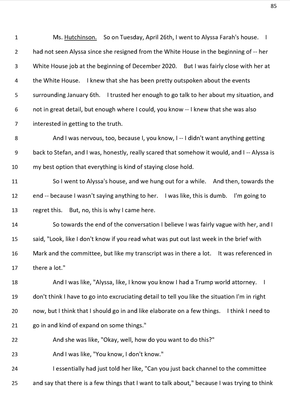 Hutchinson 9/14/2022 deposition page 85