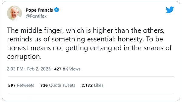 Pope Francis Deleted Tweet Middle Finger