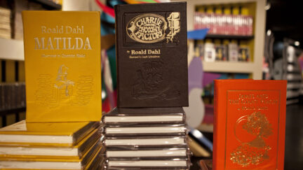 Books by Roald Dahl on display.