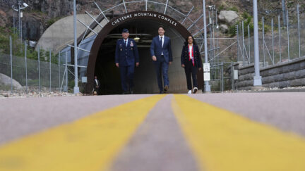 Gen. Glen VanHerck, Justin Trudeau, Anita Anand at NORAD Cheyenne Mountain Space Force Base