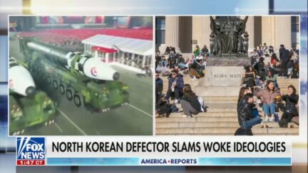 Fox News, North Korea and Columbia University split screen