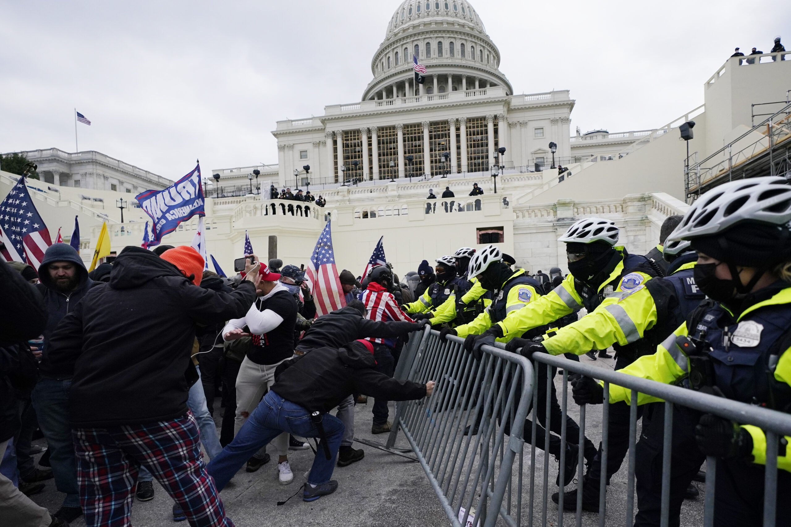 Capitol Police attempt to hold back rioters on Jan. 6, 2021