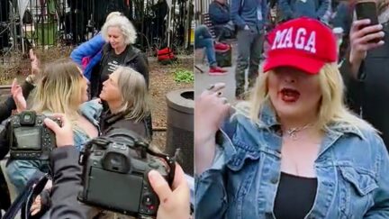 WATCH Trump Fans Get PHYSICAL With Trump-Haters In Wild Fracas Over TRUMP LIES Banner