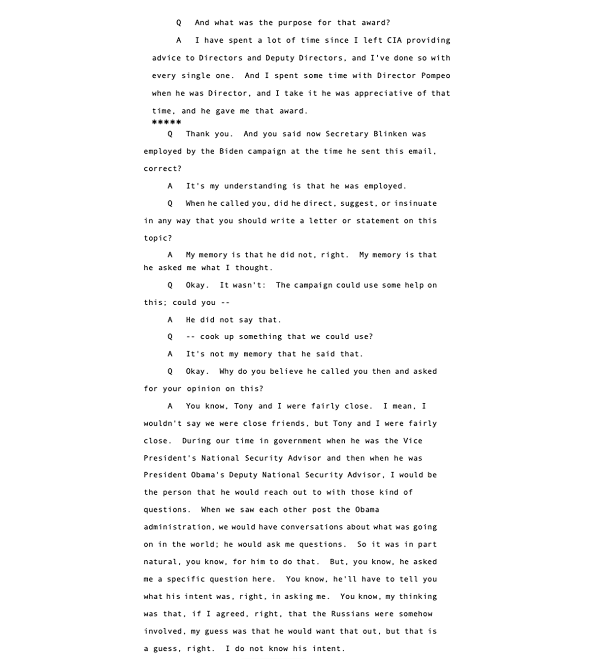 House Democrat's transcript