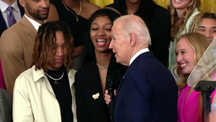 Joe Biden Jokes With LSU's Angel Reese At White House After Flap Over Inviting Losing Iowa Team